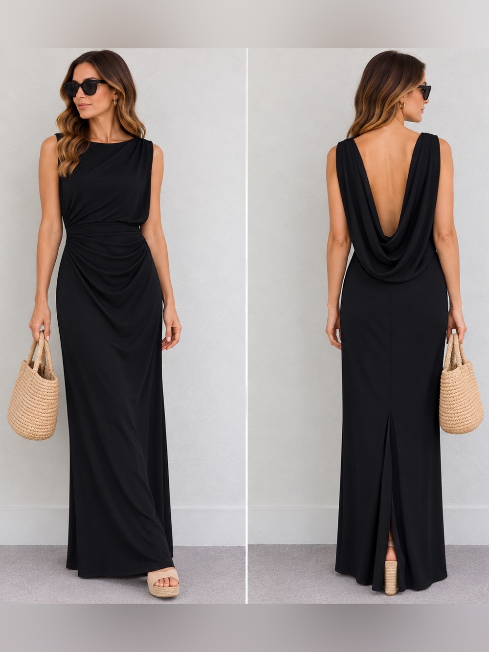 NWT Zara black cowl back dress size XS